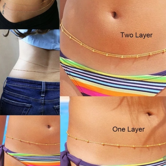 Gold tone two layer belly chain - Picture 5 of 5